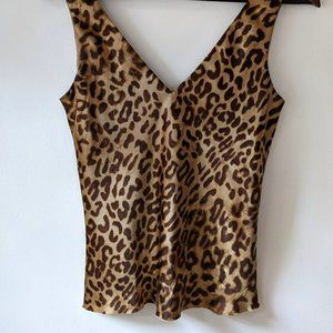 Vintage 90s Jones New York 100% Silk Leopard Top